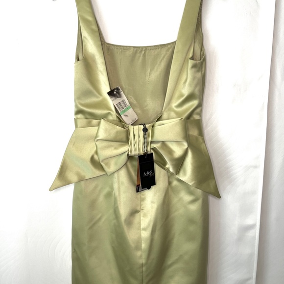 ABS Allen Schwartz Sea Green  Satin with Bow Back Dress, 8 - Picture 2 of 6